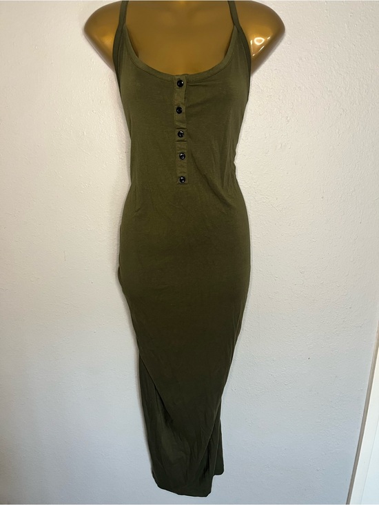 Dresses & Skirts - Olive Green Button-Front Tank Maxi Dress